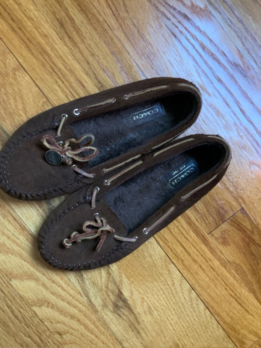 Coach Women’s Brown Suede Moccasin Slippers